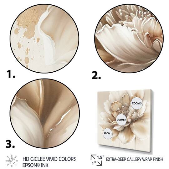 Designart 'Blooming Beige Floral Design III' Floral & Botanical Framed Canvas Wall Art